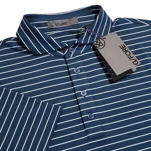 NEW G/Fore Golf Striped Performance Mens Small Blue Stretch Polo Shirt $120